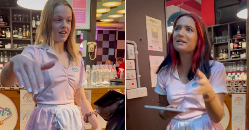 Karen themed diner is Australia -  two rude hostesses				           wow wtf Karen diner cringe fail funny australia karen's diner australia diner karen meme