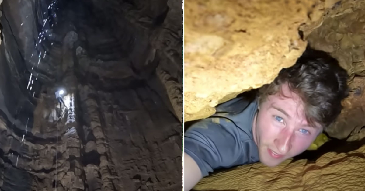 hole in the ground leads to 200 foot drop				           Cave spelunkers wow massive cave spelunkers find cave forest hole exploring caves