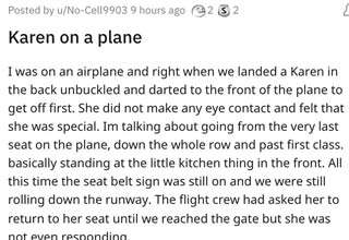 Story of a horrible karen on a plane who gets put in her place by a pilot
