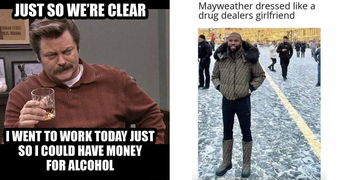funny memes and pics with ron burgundy and mayweather jr