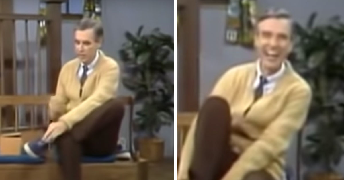 mr. rogers laughing on set				           funny video Rogers neighborhood bloopers mistakes outtakes kids mr. rogers mr. rogers' neighborhood fred rogers mister rogers blooper pbs wholesome