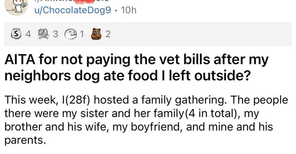 neighbor demands woman pay for her vet bills