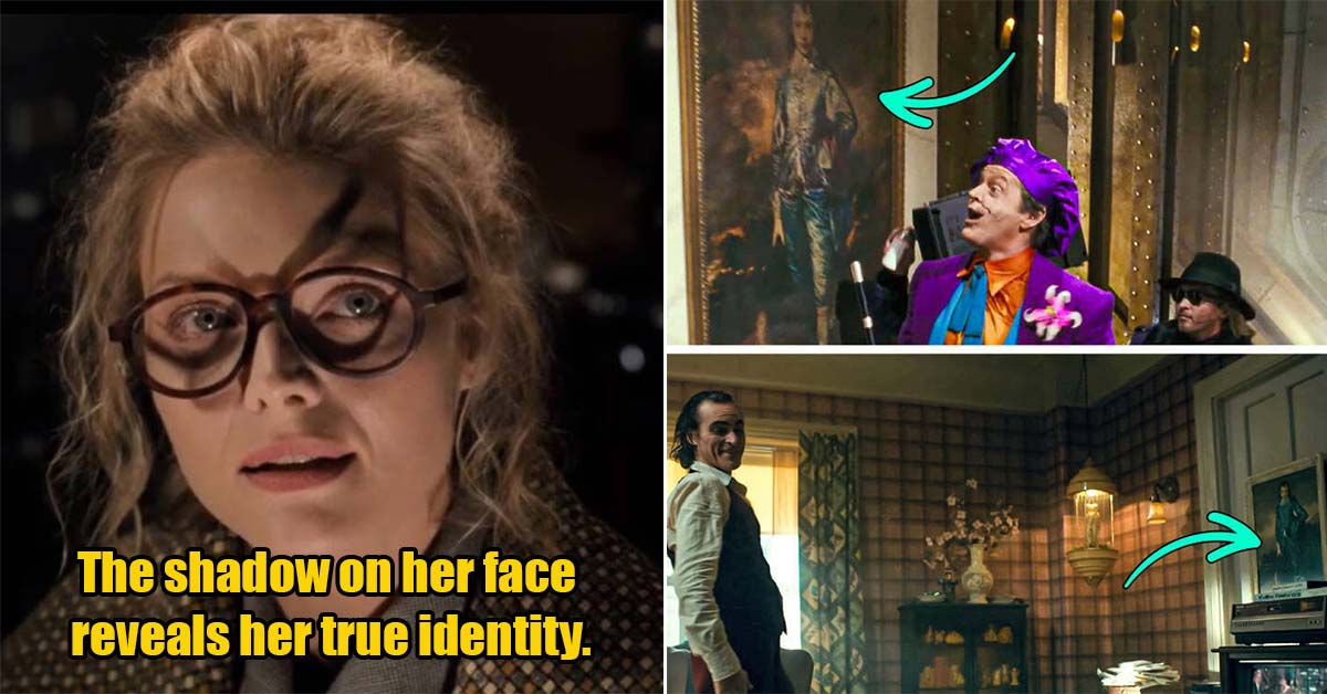 hidden movie easter eggs -  the shadows on her face reveal her true identity  - Batman