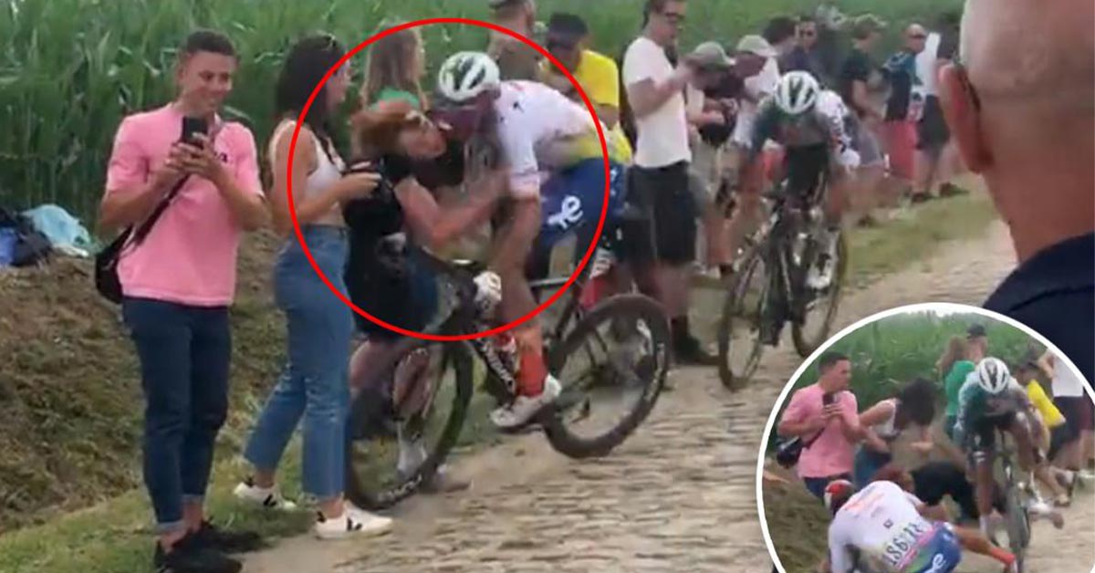 Oblivious Fan Causes Daniel Oss To Crash, Fractures His Neck