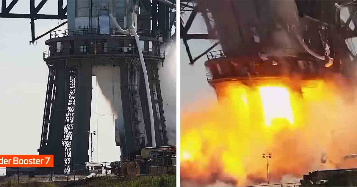 spacex explosion today, booster 7 video