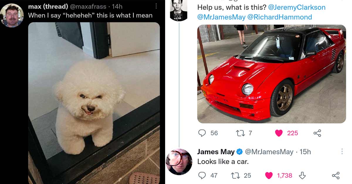 angry dog tweet - what kind of car is this - James May tweet