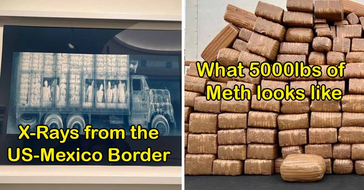 crazy pics -  x-ray of a truck at the us mexico border - what 5,000 lbs of meth looks like