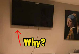 What is the point of this? Seriously can somebody explain these piss poor TV setups to me?
<br>
<br>
Thanks to the subreddit, <strong><a href="https://www.reddit.com/r/TVTooHigh/top/?t=year" target="_blank">TVTooHigh</a></strong>, we can now put an end to this madness. And also call out the maniacs who hang their TVs in this manner. This is America. We used to be a proper country. Now people are hanging their televisions at absurd heights, with some even embedded into the ceiling. We've collected some of the worst offenders so we can start to fix this problem before it gets worse.
<br>
<br>
Do you all have elastic necks? What is going on here? And bar-owners, yeah I'm talking to you. You're not off the hook either. Nobody wants to look at the ceiling while they have <strong><a href="https://www.ebaumsworld.com/pictures/19-photos-of-food-cringe-to-whet-your-appetite/86294763/" target="_blank">food</a></strong> in front of them. Either put the TV at eye level, or get a projector screen.
<br>
<br>
This doesn't have to be that difficult people. Get your sh*t together.