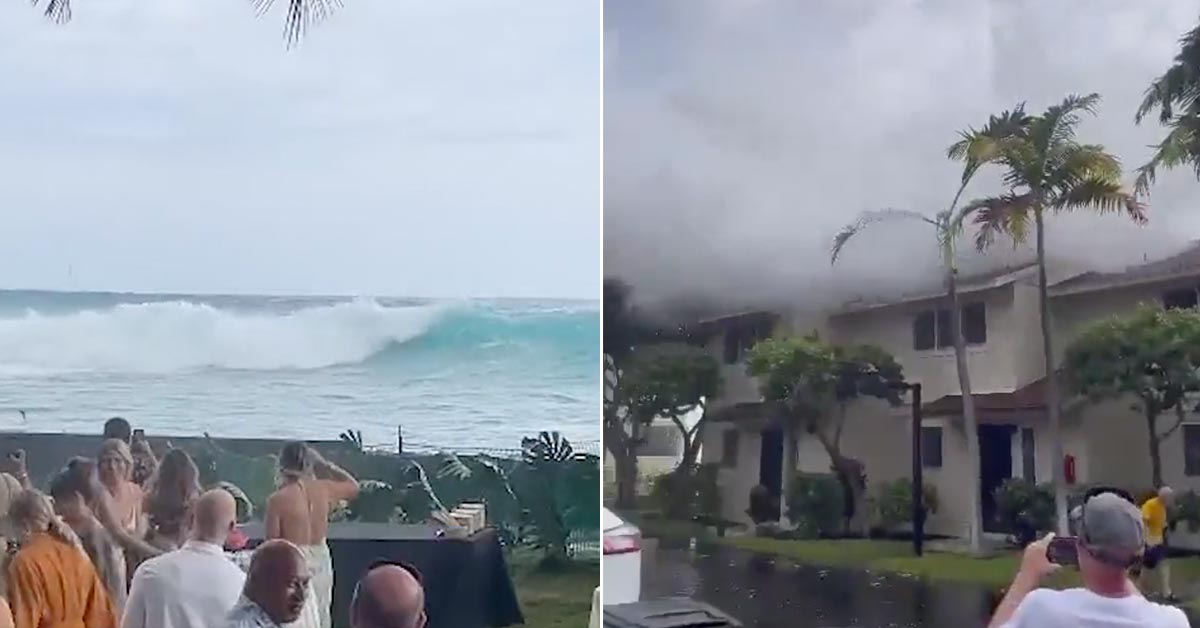 massive waves crash into maui wedding, cover surf club