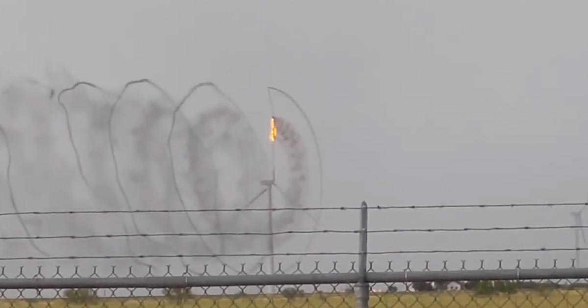 wind turbine catches fire after lighting strike