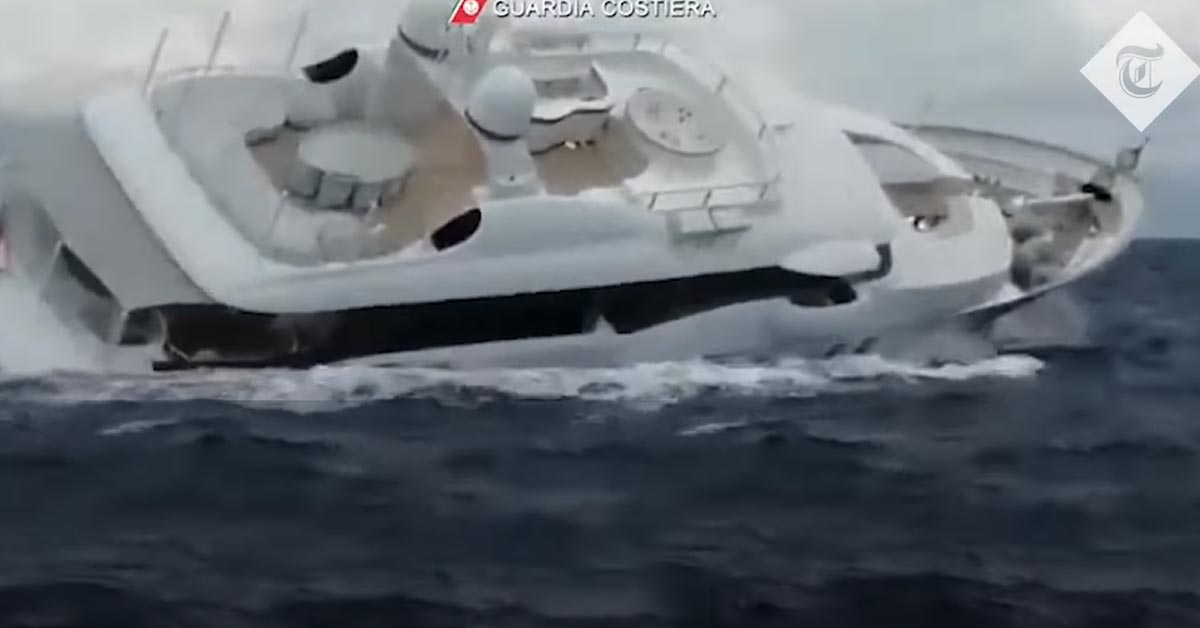 a yacht sinking off the coast of italy