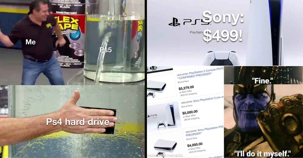 PS5 gaming memes - hard drive, scalpers