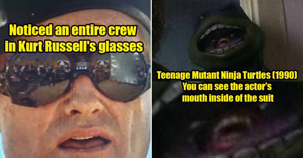 you can see the movie crew in Kurt Russell's glasses - teenage mutant ninja turtles mouth