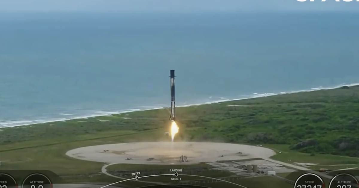 a spaceX rocket landing itself