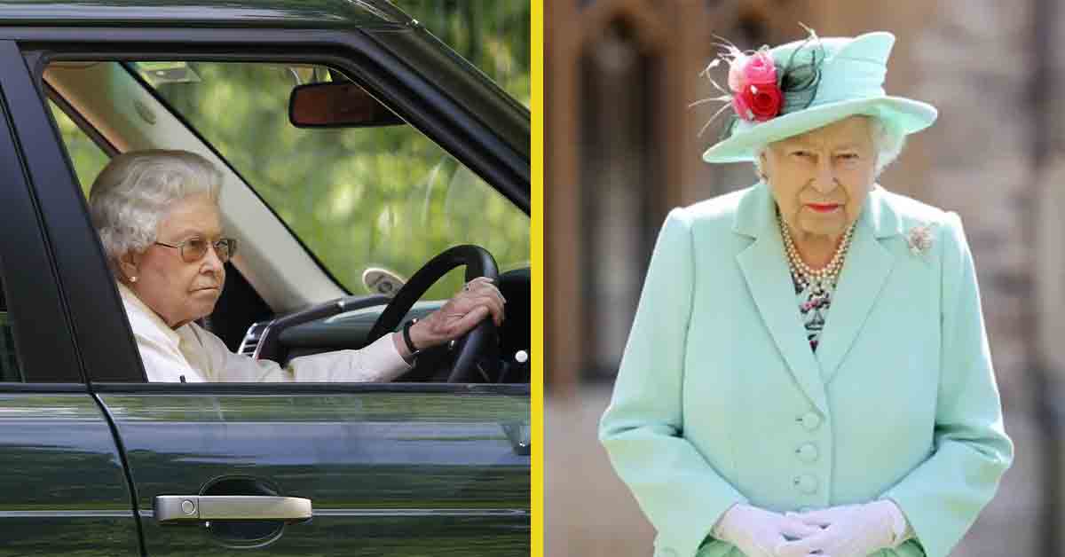 queen elizabeth II driving and standing