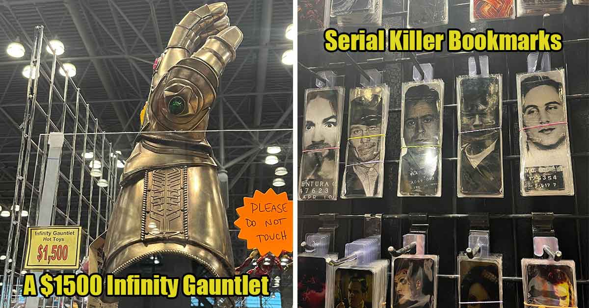 Things you can buy at comic con - infinity gauntlet, bookmarks