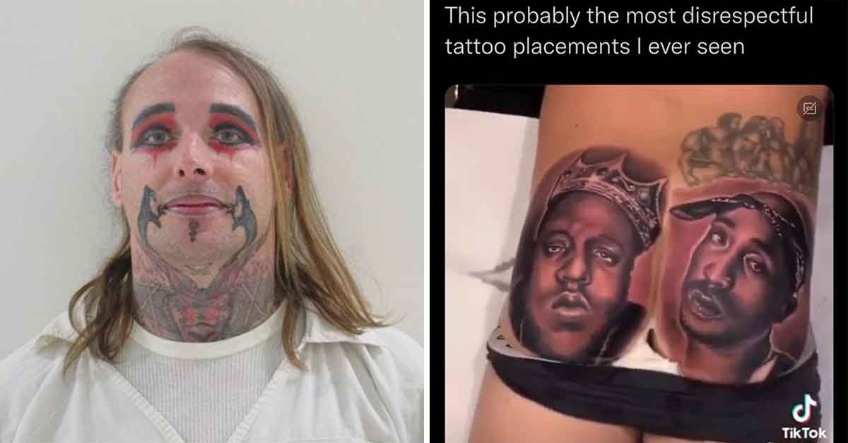 Awful tattoos - little turds, prison mugshot