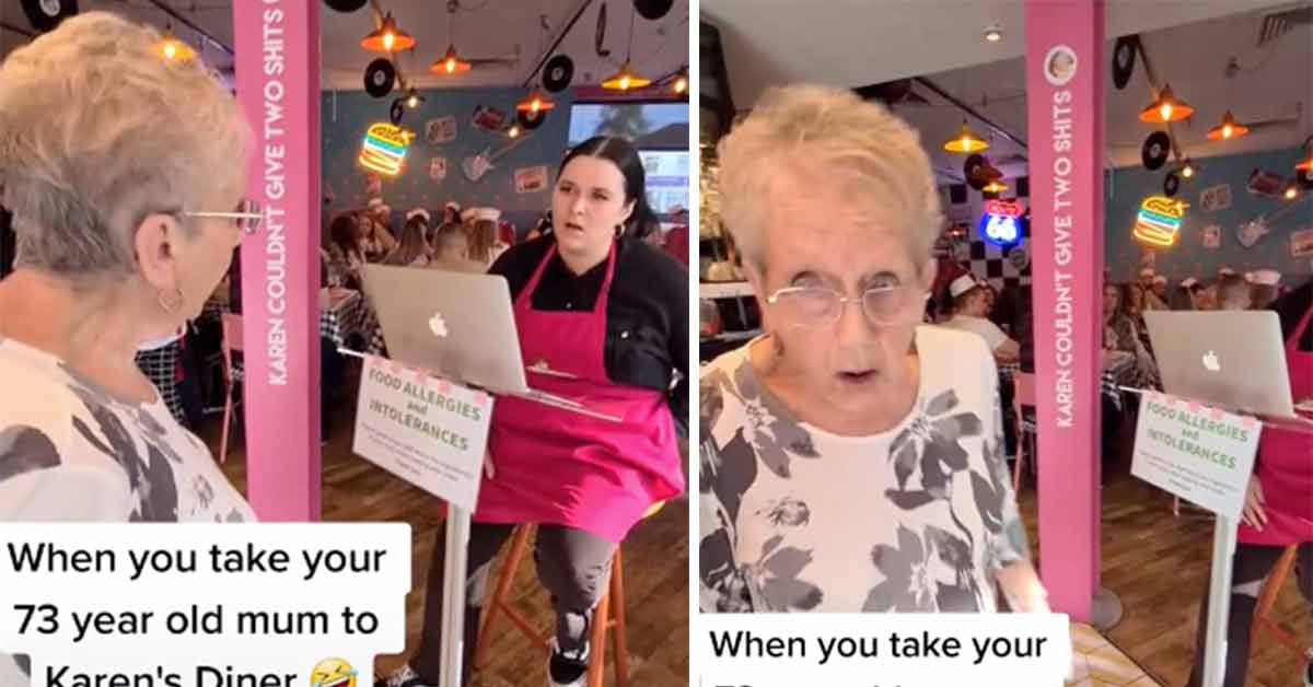 mom reacts to rude hostess at fake Karen's Diner restaurant