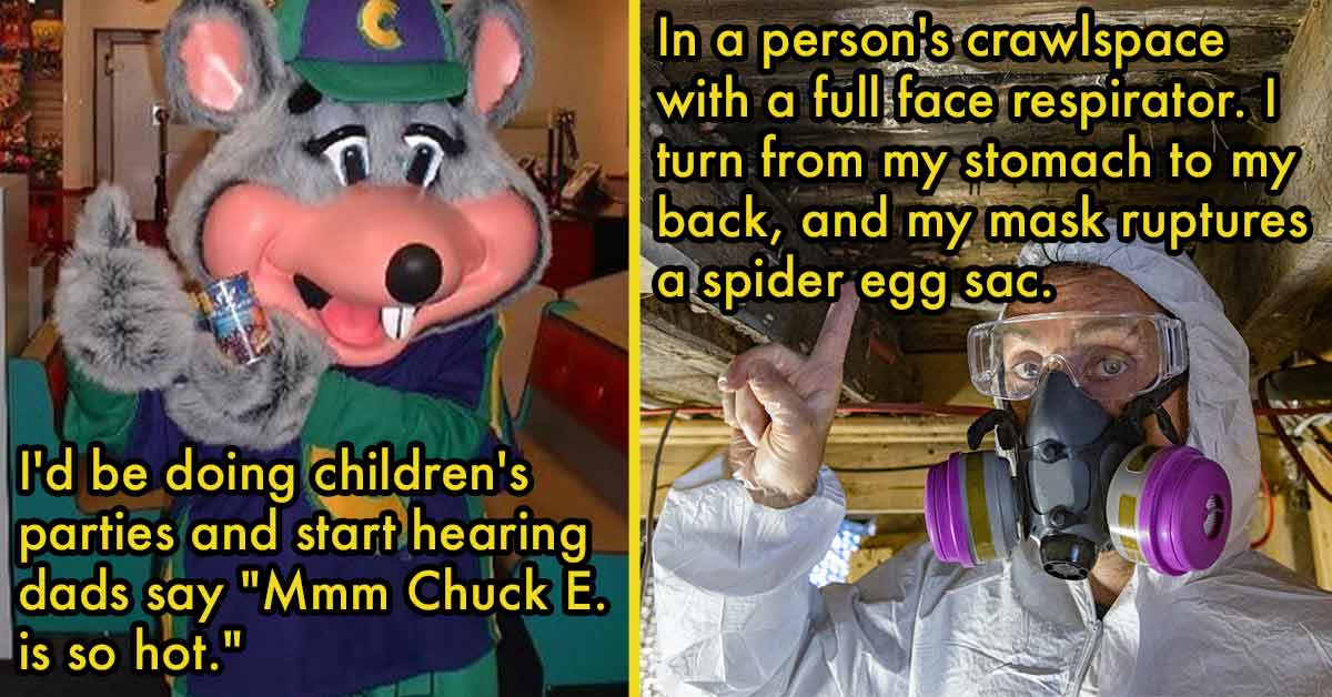 chuck e cheese mascot and spiders