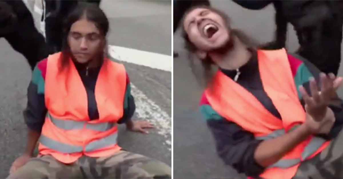 climate protestor has hand ripped from the pavement