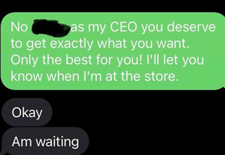 <p>This person got a clearly phony text from the "CEO" of the company who was "stuck in a meeting" but urgently needed apple iTunes cards and gets trolled by this internet savvy person.</p>