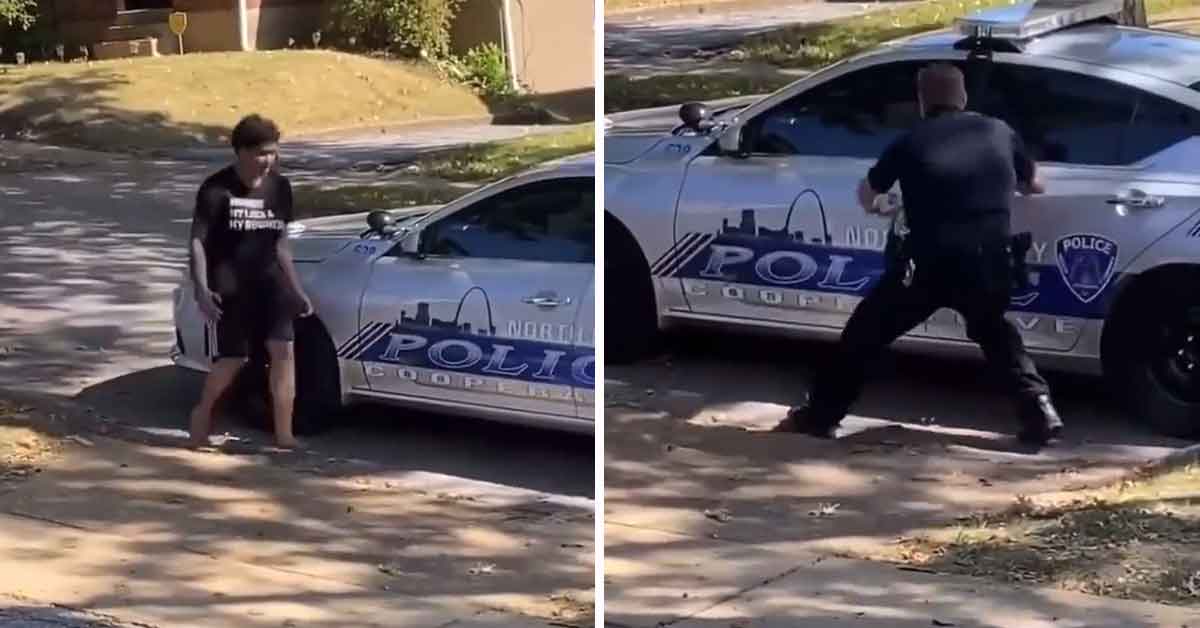 woman arrested by police steals cop car and then crashes into a tree
