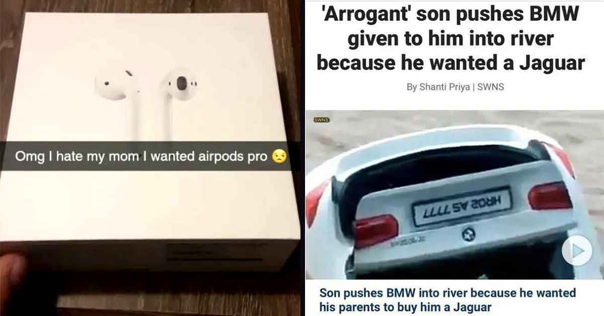 Entitled brat kids - air pods pro, bmw in lake for jaguar