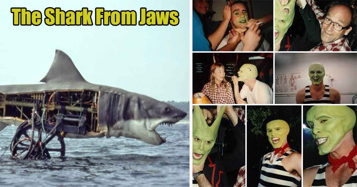 Behind The Scenes Shots From Iconic Movies - jaws shark, jim carrey