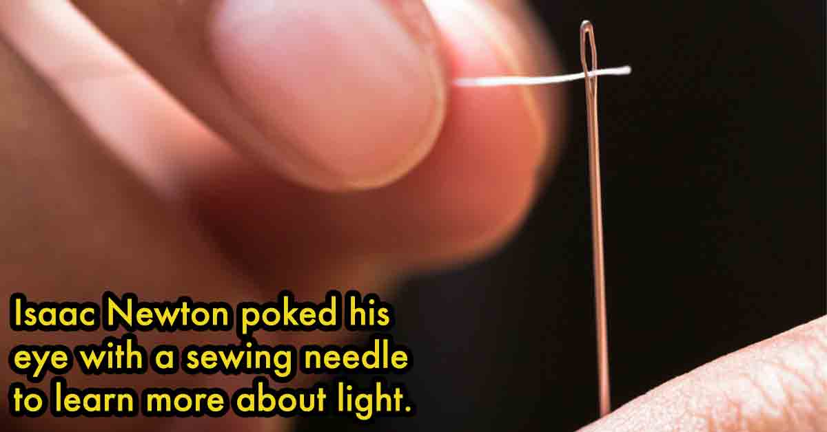 sewing needle into eye