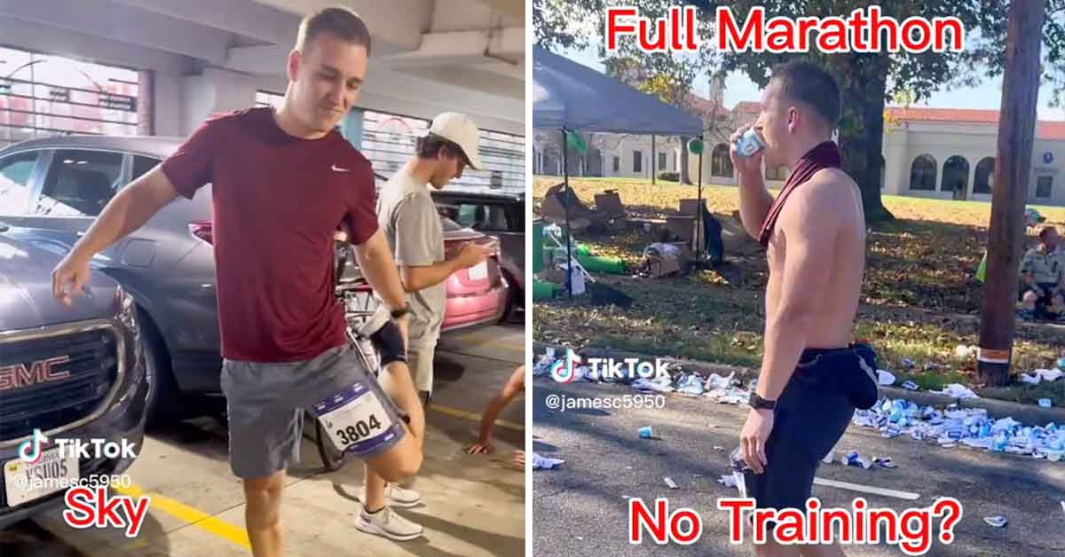 guy runs a marathon without any training