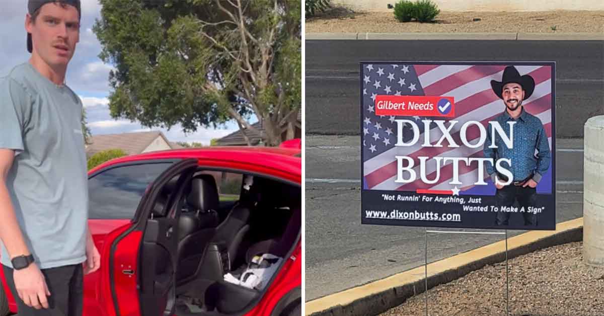 dixon butts puts air trackers in his signs and tracks down people brave enough to steal them