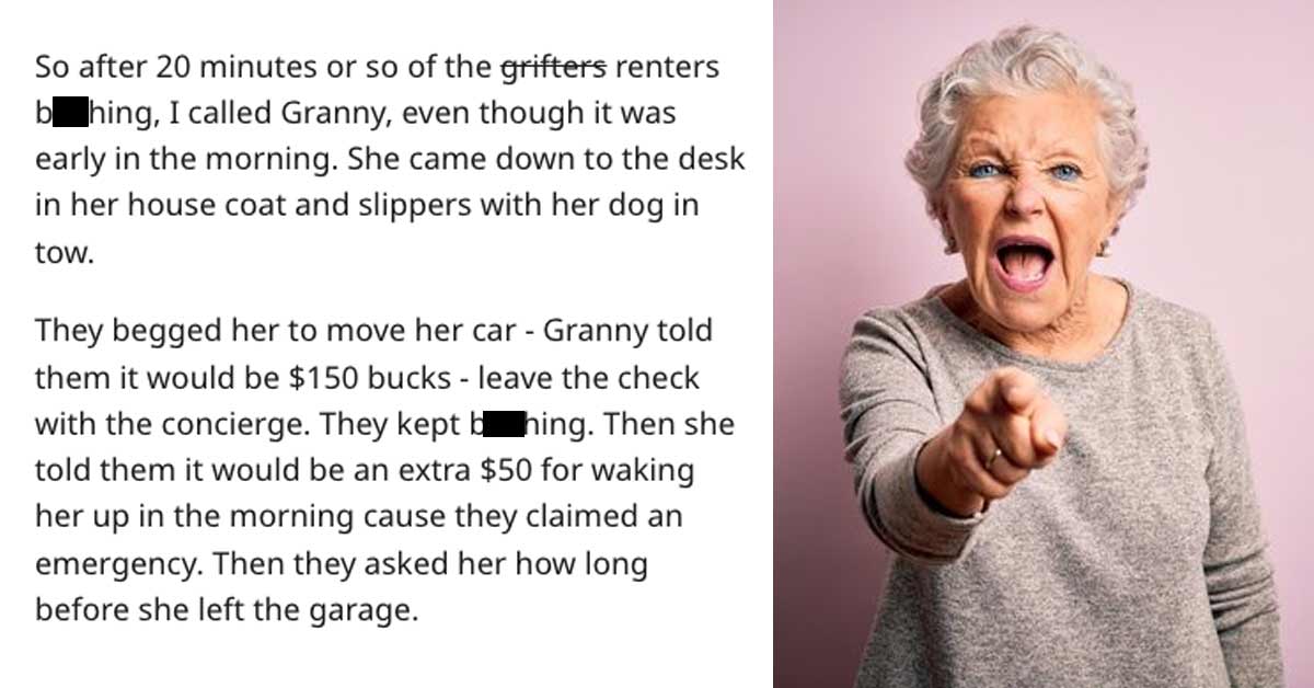 a granny owns a couple trying to steal her spot