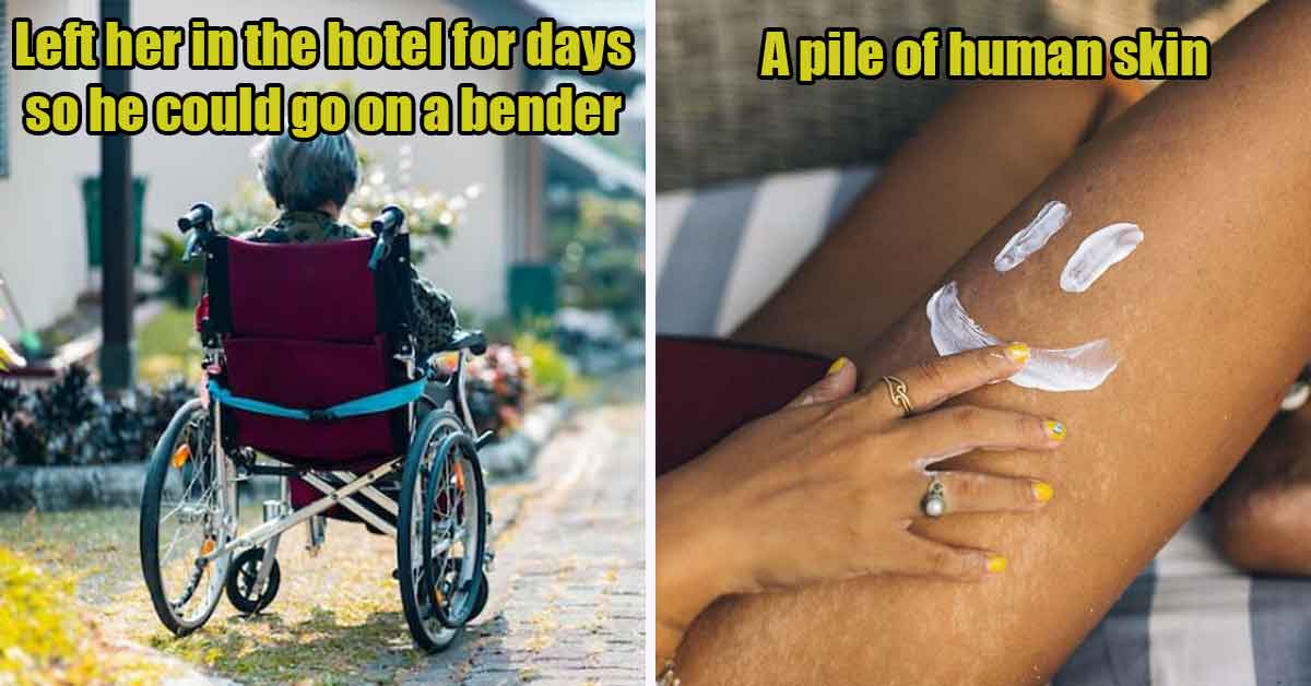 Crazy Things Found By Hotel Room Service - old woman, human skin