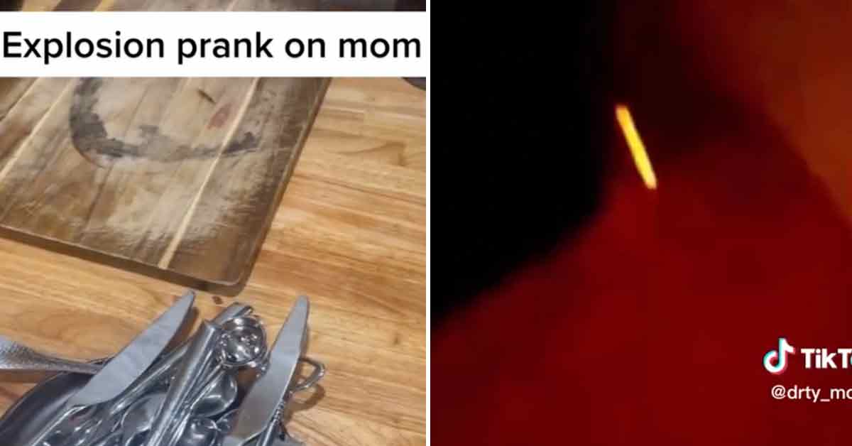 prank on mom using tiktok's explosion filter