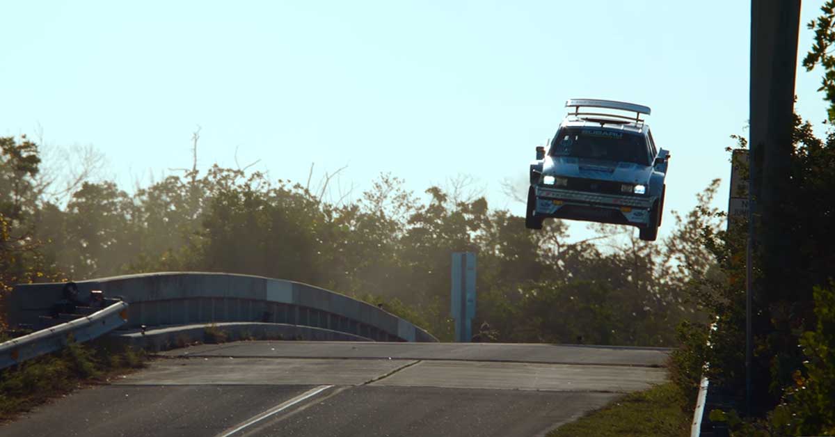 a car jumping a hill