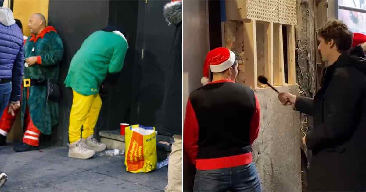 santacon 2022 most wasted moments  - man throwing up and one man peeing