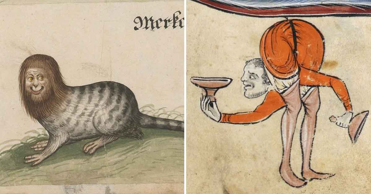 funny medieval drawing of weird little creatures