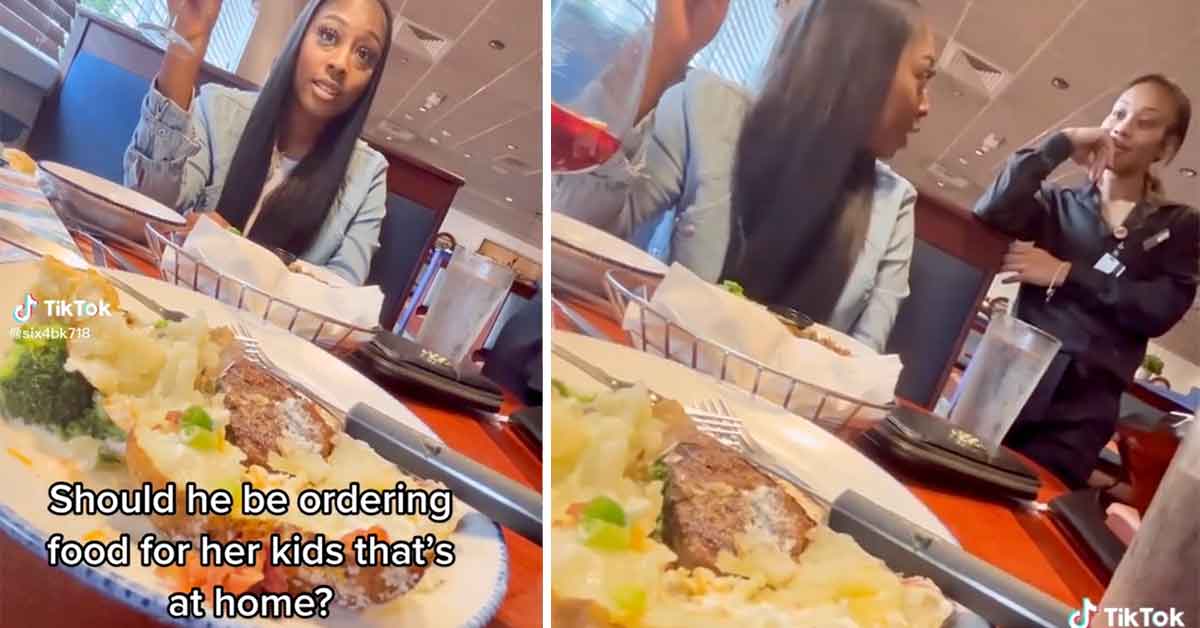 guy films his date who wants two plate for her kids at home