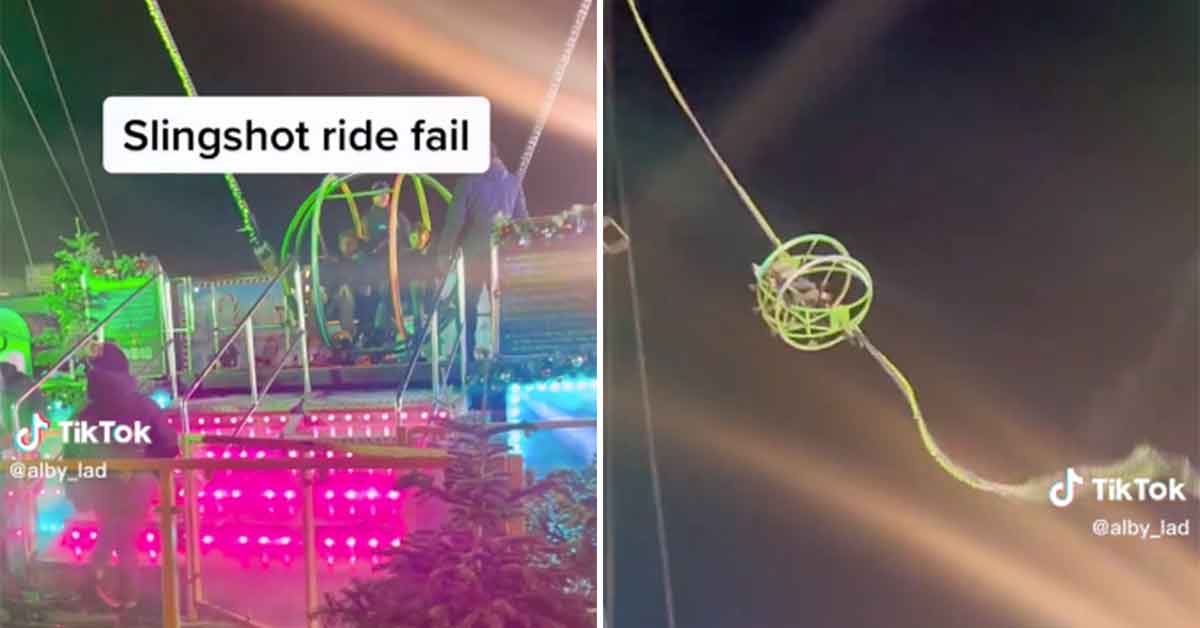 slingshot ride malfunctions and sends riders sideways