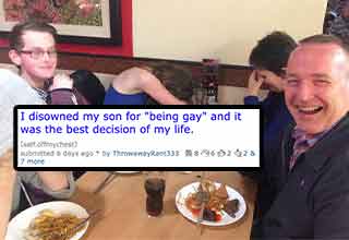 Redditor u/ThrowawayRant333 took to r/offmychest to confess to disowning his gay son. Not only was his post the dump of all dumps, but he admits that disowning his son was “the best decision of his life.” The shocking confession cuts deep.