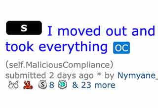 Redditor <a href="https://www.reddit.com/r/MaliciousCompliance/comments/zy9t6z/i_moved_out_and_took_everything/?context=3"><strong>u/Nymyane_Aqua</strong></a> complied quite maliciously when she realized her roommates were trying to sabotage her, all so that one of their boyfriends’ could take her place. The two started making messes together and accusing her of being responsible, gaslighting her, even going over her head to void her ability to renew a lease with their landlady. OP finally decided she was done with their BS. She’d give them exactly what they wanted. 
<br><br>

OP said screw contributing to an apartment full of nutcases, I’m out. And she dipped. She did nothing illegal, engaged in no foul play, but exacted an incredibly satisfying revenge. Those two manipulators made their beds, now they get to lie in ‘em. 

