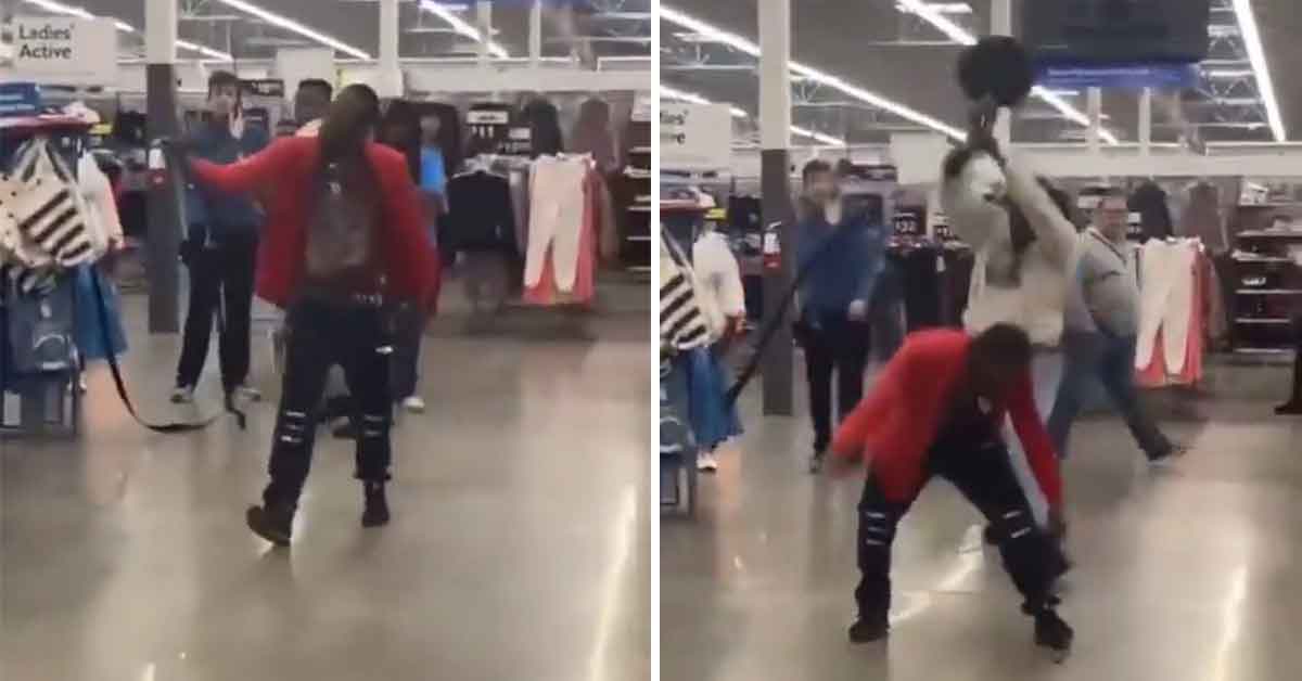 man pulls a knife in Walmart and gets taken down