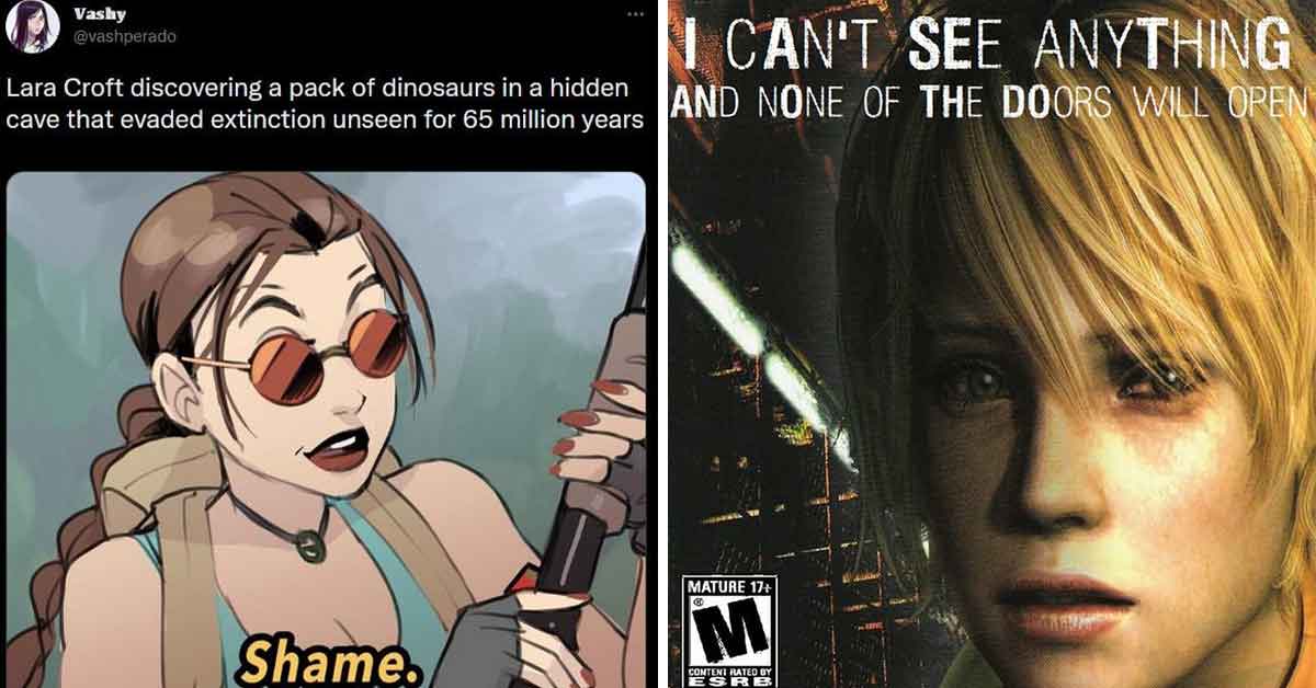 Gaming memes - lara croft, can't see