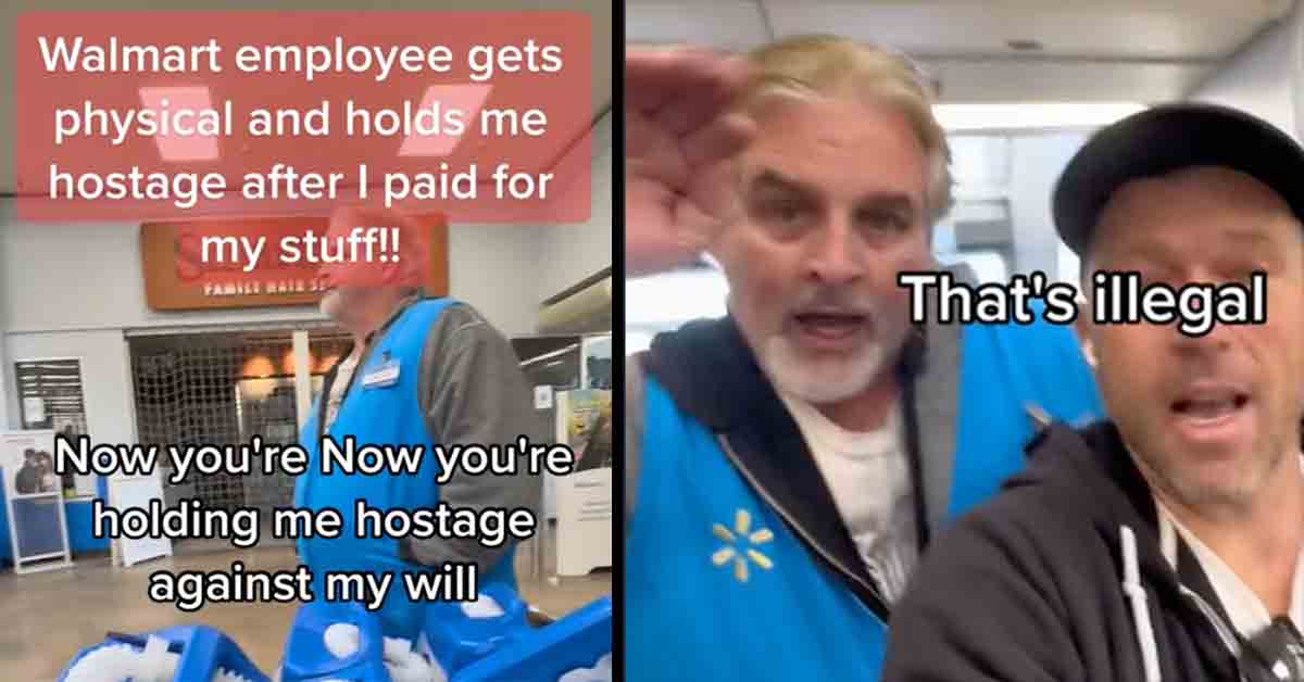 walmart employee blocks customer