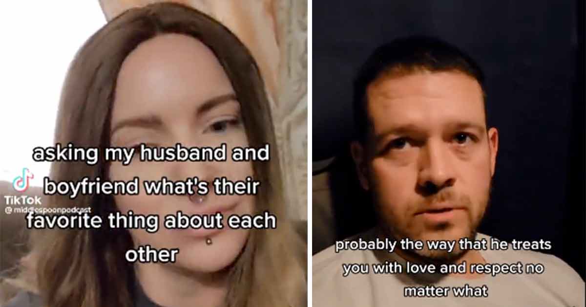 woman asks her  husband and boyfriend what they like most about each other