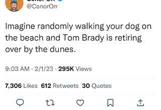 Welp, it's officially official. <strong><a href="https://www.ebaumsworld.com/articles/tom-brady-trades-winning-team-and-model-wife-to-become-florida-man/87295716/" target="_blank">Tom Brady</a></strong> has announced his retirement from the NFL...again.
<br>
<br>
In a heartfelt and emotional video on the beach, Tom Brady officially announced his retirement from the NFL after 23 seasons. The internet was quick as ever to jump on the meme wagon, and we've got the best of the best.