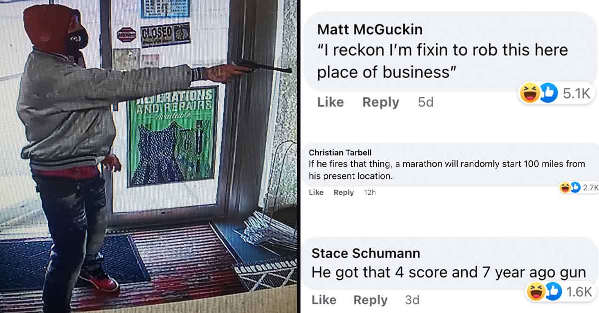 robber with an old silly gun gets roasted on facebook