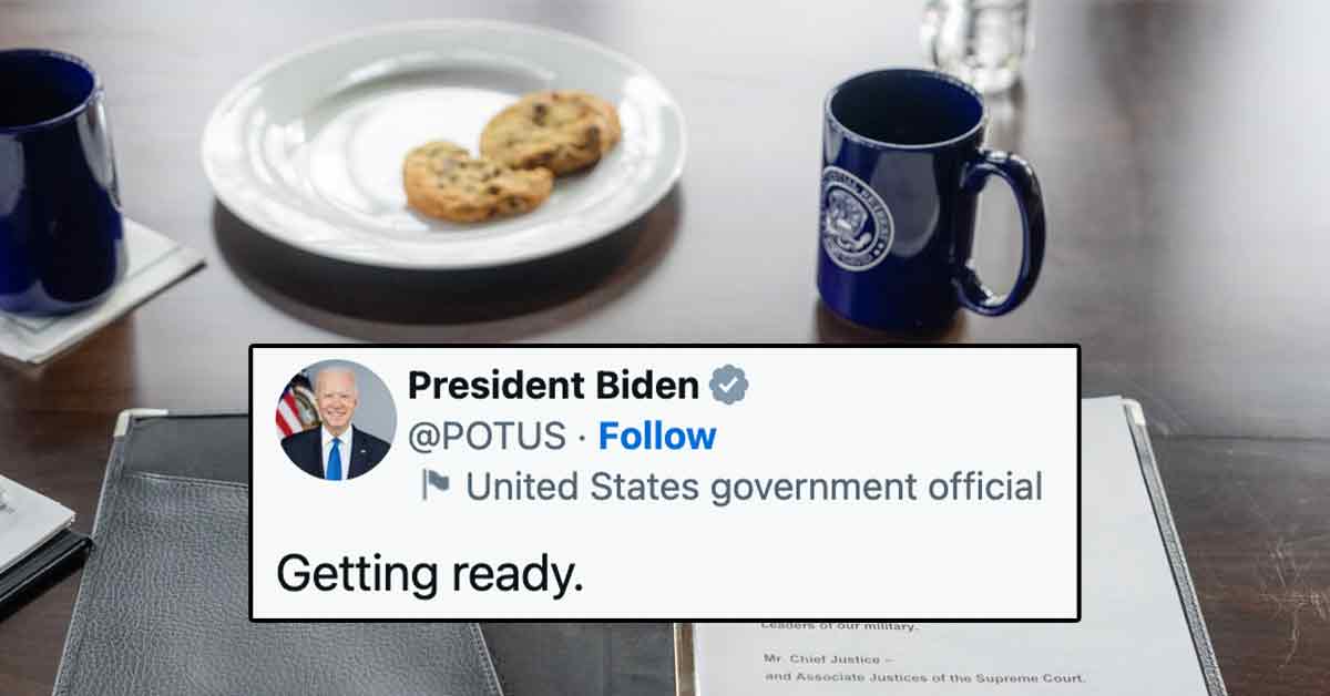 Joe Biden eating cookies for breakfast -  getting ready