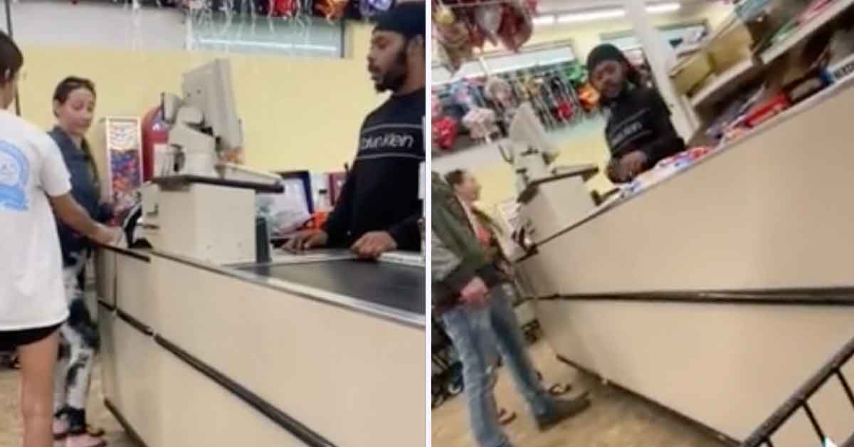 Dollar Tree cashier keeps the line moving while dealing with pissed off karen