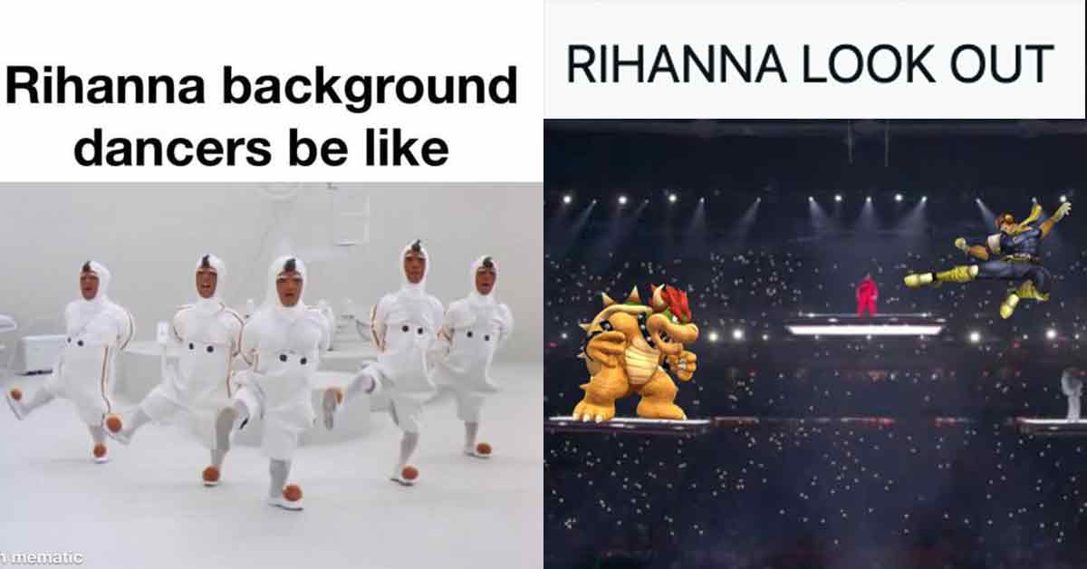 super bowl memes -  rihanna background dancers be like -  rihanna watch out